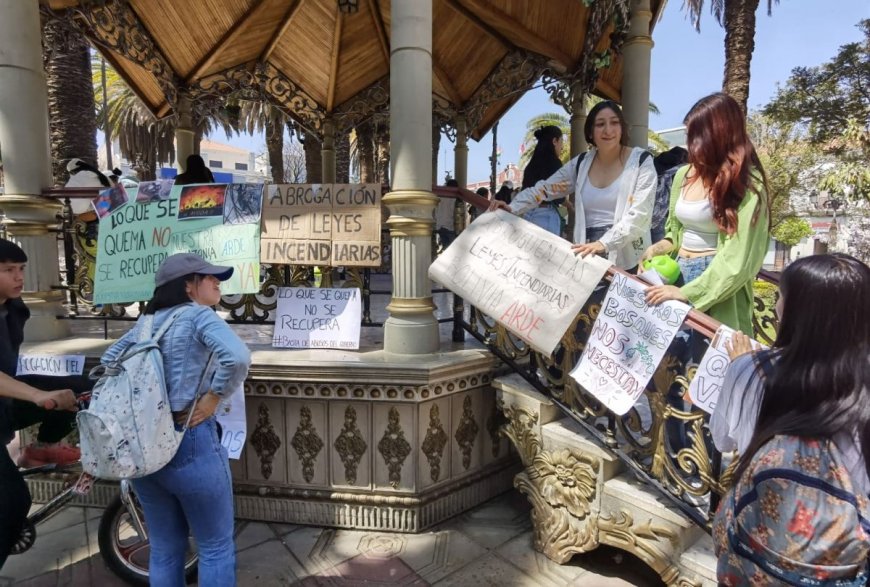 Jóvenes de Tarija marchan contra leyes que fomentan incendios forestales