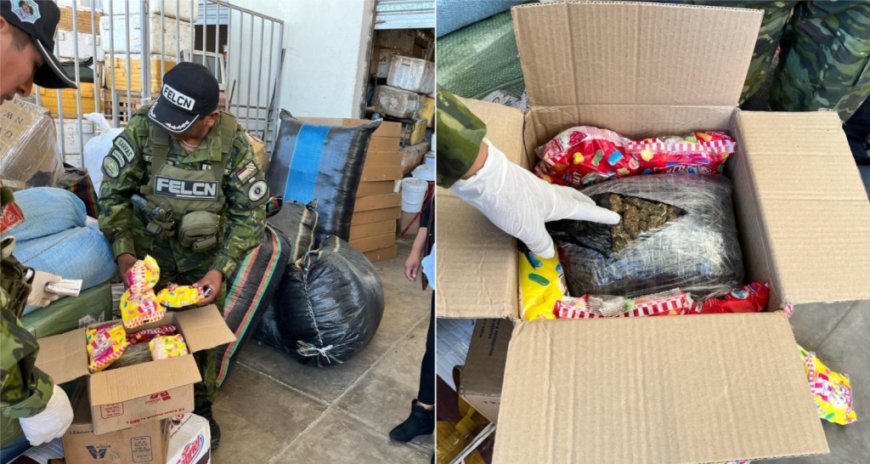 Felcn halla marihuana camuflada en cajas de pipocas dentro de un depósito en Tarija