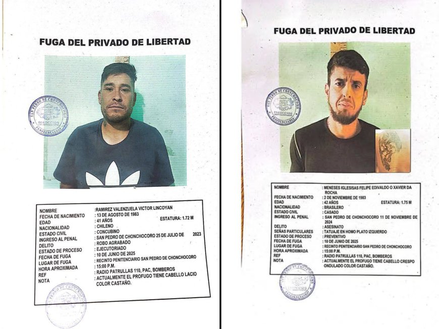 Fuga en Chonchocoro: Dos reos peligrosos escapan y la Policía investiga a custodios